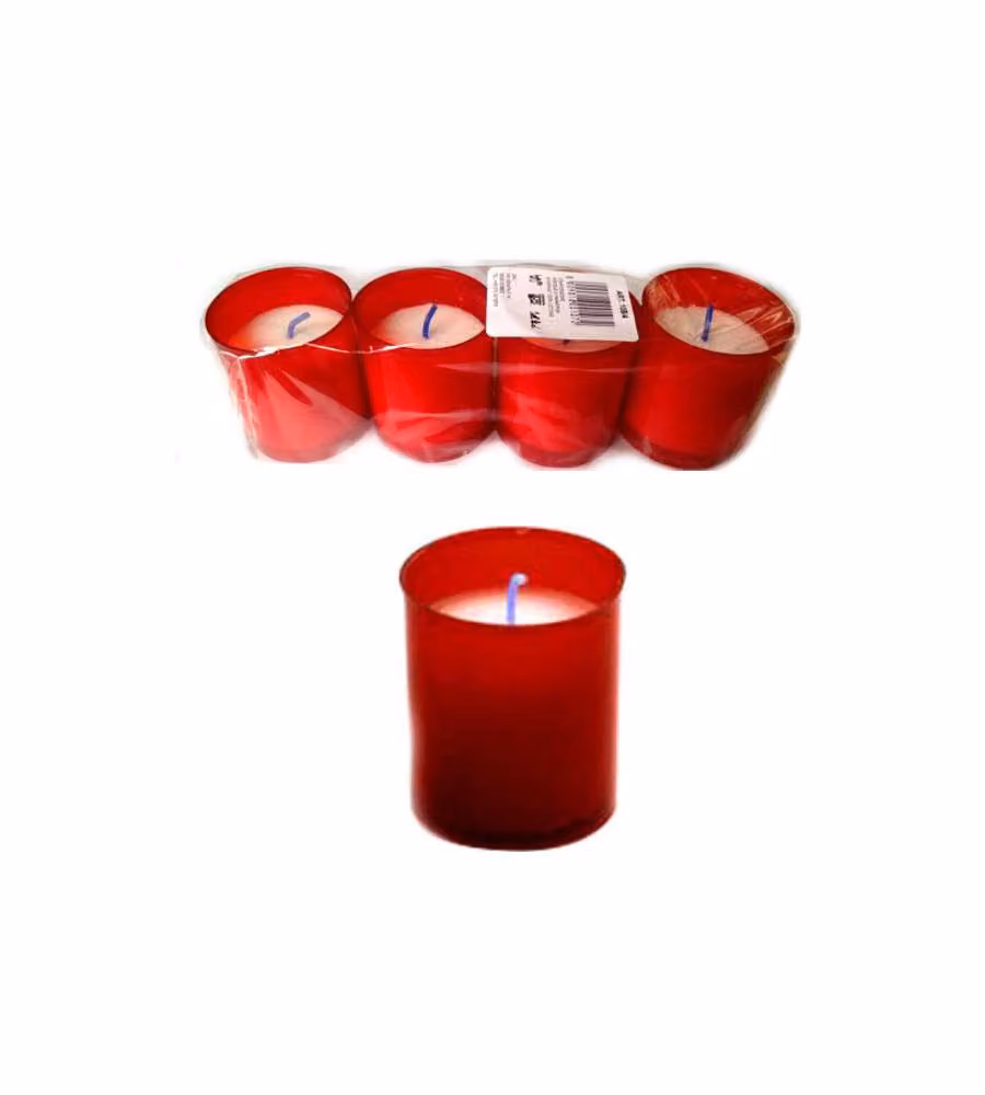 Cero Votivo Bicchierino Rosso Pz 4
