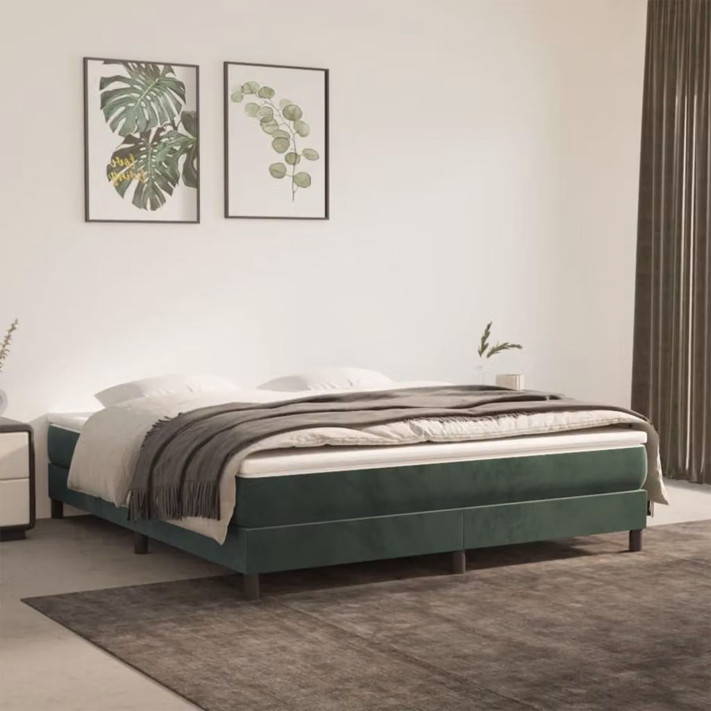 Maison Exclusive - Giroletto a Molle con Materasso Verde Scuro 180x200 cm Velluto