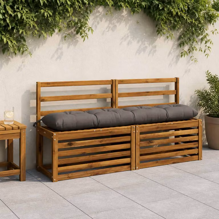 Set di 2 cuscini per panchina vidaXL VIANEN in poliestere grigio con fodera rimovibile e resistente ai raggi UV