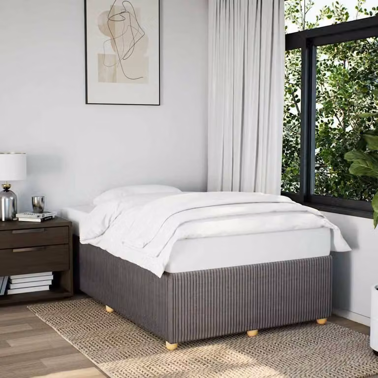 vidaXL Giroletto senza Materasso in Tessuto Beige o Grigio con Listelli in Legno L/P: 120 x 190 cm