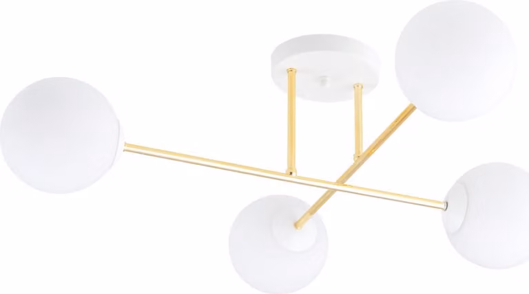Lampada da soffitto Emibig 4xE14 10W MAGNUM 4, con paralumi bianchi dorati 1234/4