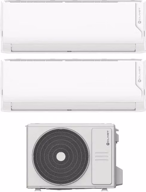 Condizionatore Dual Split Clivet Cristallo2 9+18 con Wi-Fi Integrato e App Control, Colore Bianco
