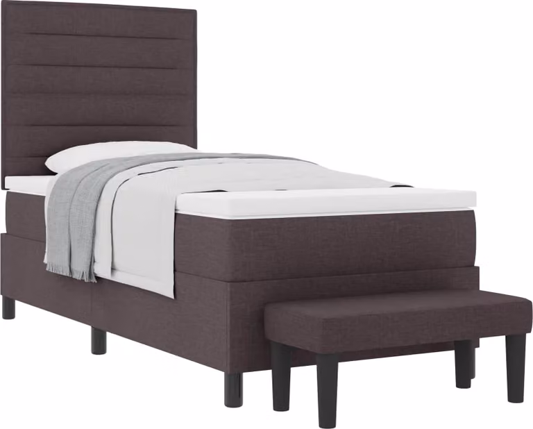 Letto a molle con testiera Marrone Scuro 100 x 200 cm Tessuto