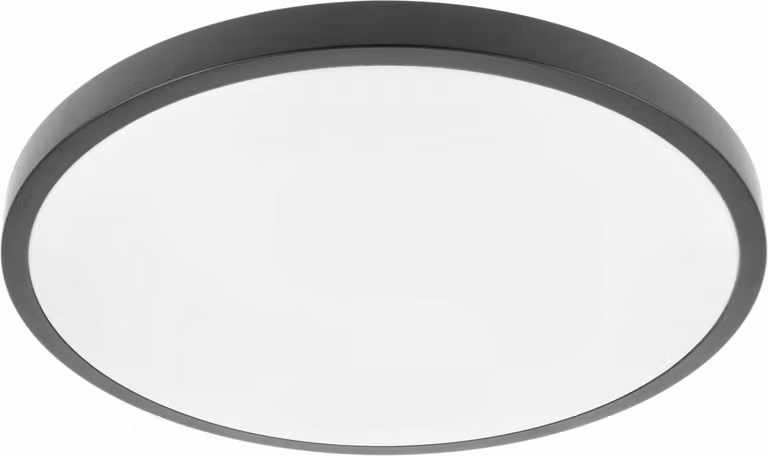 Pannello luminoso a soffitto rotondo, colore nero, ATOL LED, 32W, 2560 lumen, 3000K, diametro 400mm, 240V, grado di protezione IP54, modello GTV LD-ATOL32W-WW-10