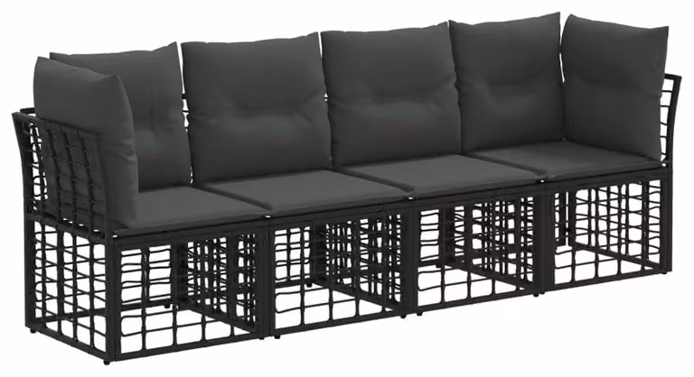 Set di divani da esterno Nero Poliestere