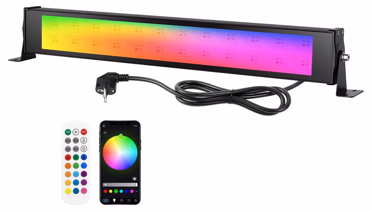 Barra luminosa a LED da 28W, 2800LM, RGBW, con effetto "wallwasher", grado di protezione IP67, controllabile tramite app e telecomando