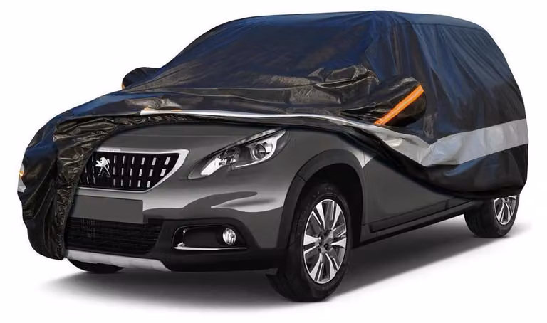 Copertura per auto, 10 strati, impermeabile e traspirante, per Peugeot 2008 (2014-2023), colore nero