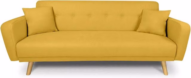 Divano letto clic clac in tessuto vellutato giallo, divano 3 posti - Henry - DL-HE16FBC