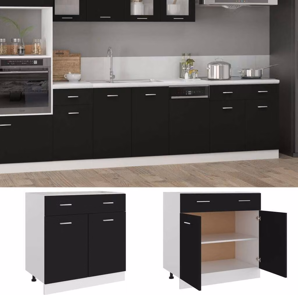 Mobile Inferiore Cassetto “Lyon” Nero 80x46x81,5 cm