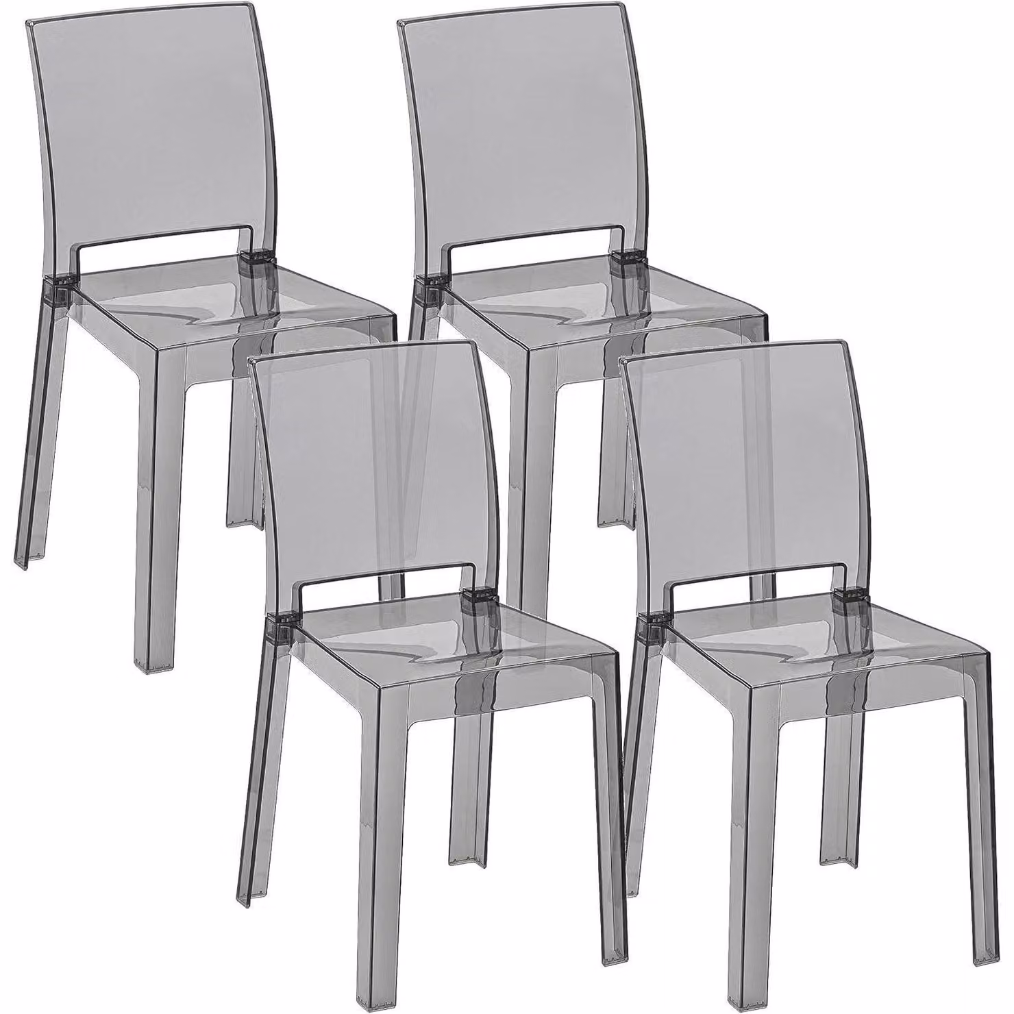 Sedia in plastica - Sedia trasparente - Sedia a forma di conca - Sgabello - Sedia da pranzo - Schienale ergonomico curvo