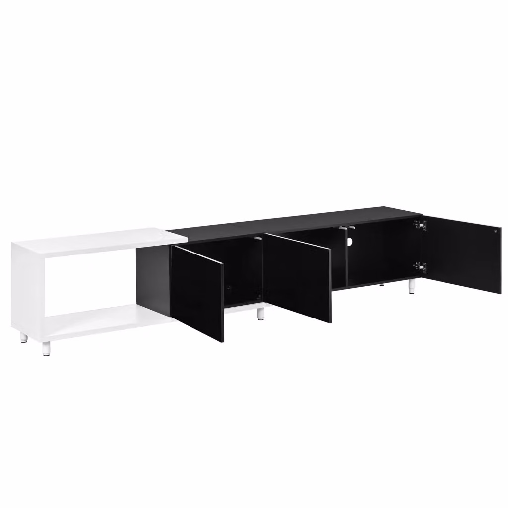 Mobile TV estensibile Minimal nero lucido con piedi in metallo L 120 cm x P 40 cm x H 30 cm – 2