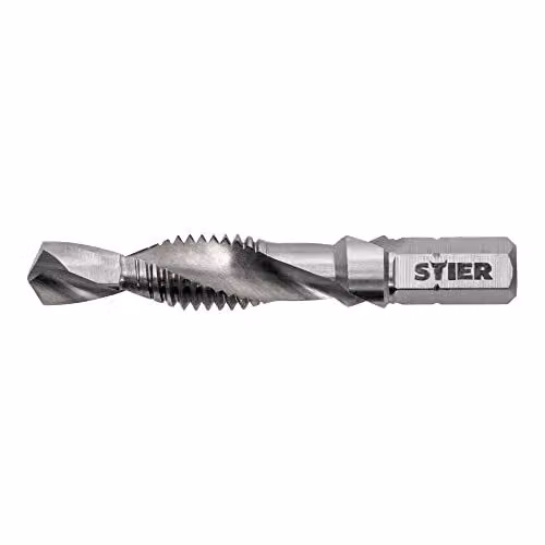 STIER Punta combinata per rubinetto M8 DIN 3126 HSS-G 1/4" codolo esagonale destro Rubinetto a taglio singolo per foro passante