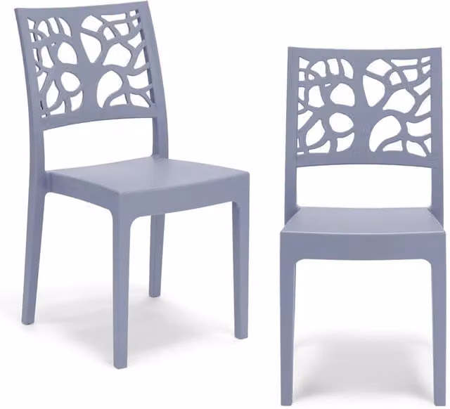 Set di 2 sedie in polipropilene Redokasa TETI impilabili design moderno per cucina, sala da pranzo o giardino, colore Avio