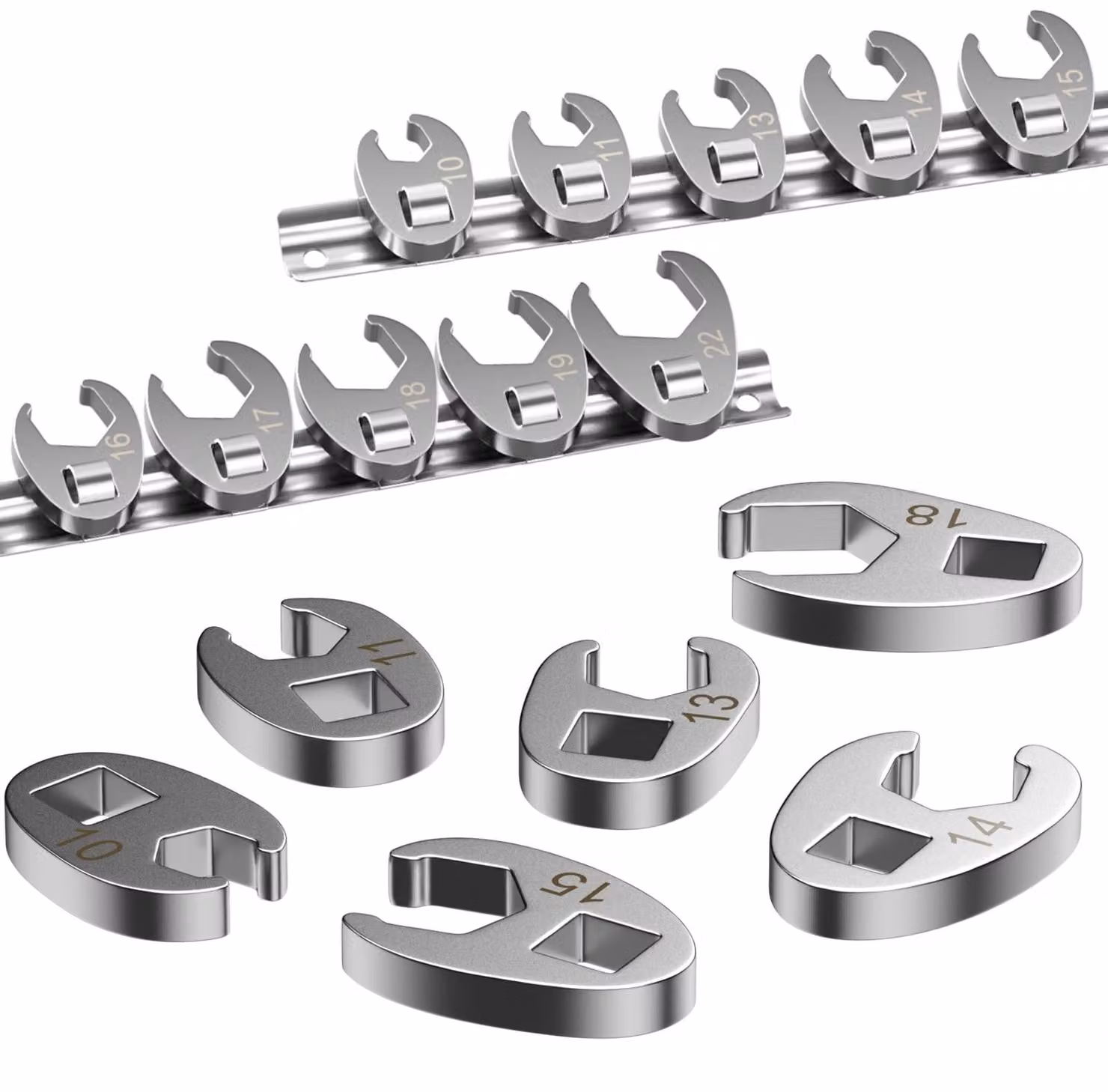 Set di chiavi a bussola - 10 pezzi - da 10 mm a 22 mm - attacco 3/8 pollici - Acciaio al carbonio