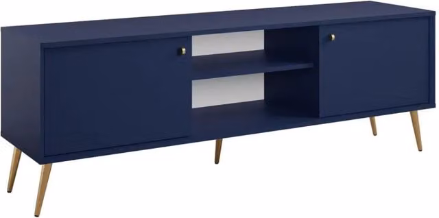 Mobile TV design AZURÉA – 2 porte & 2 nicchie – Blu profondo – 156x55x41 cm