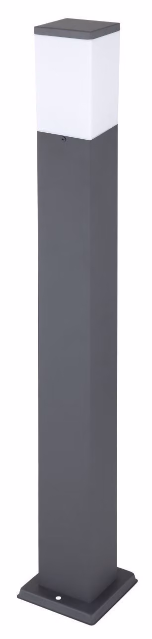 Globo Lighting luce esterna in acciaio inox antracite, plastica opale, IP44, tubo: 80 x 80 mm, LxLxH: 124x124x800mm, escl. 1x E27 LED 15W 230V