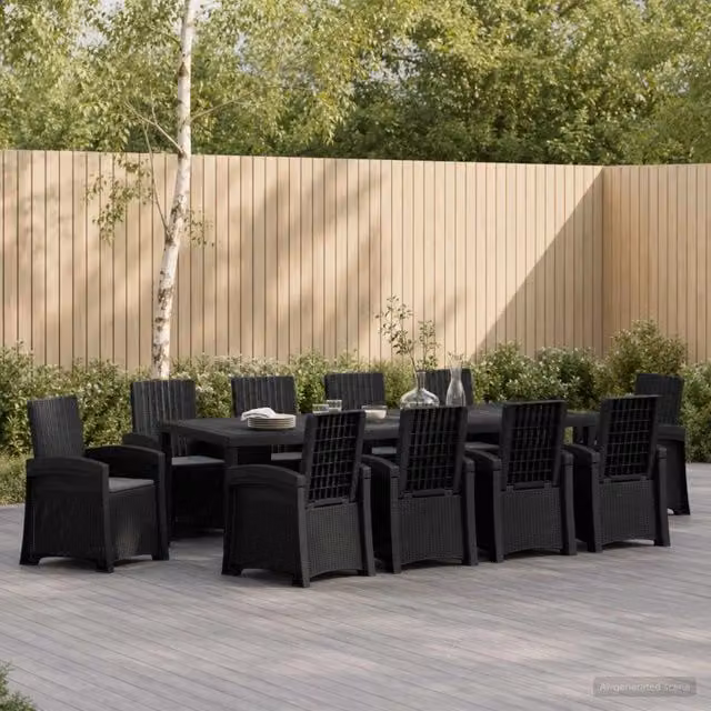Set da pranzo per giardino e terrazza vidaXL in rattan sintetico 11 pezzi colore antracite – 1