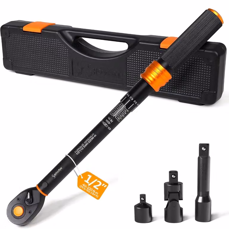 Chiave dinamometrica auto 1/2 pollice - 40-220 Nm - Cricchetto a 72 denti - Segnale a scatto