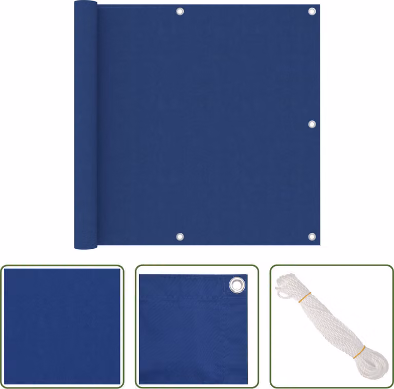 The Living Store Schermo privacy per balcone blu 90x300 cm Tessuto Oxford