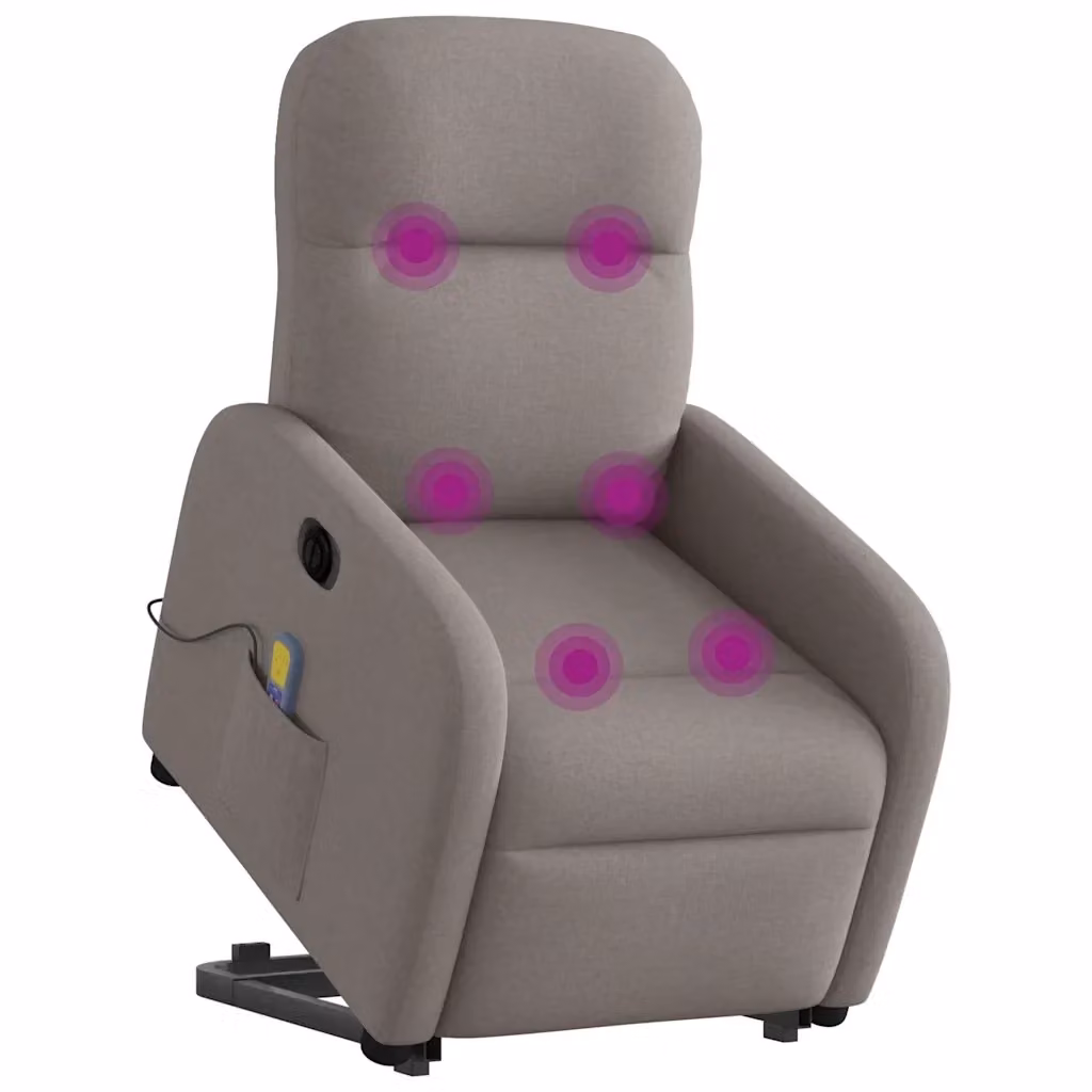 Poltrona Alzapersona Elettrica con Massaggio vidaXL in Tessuto Beige e Grigio per Senior – 2