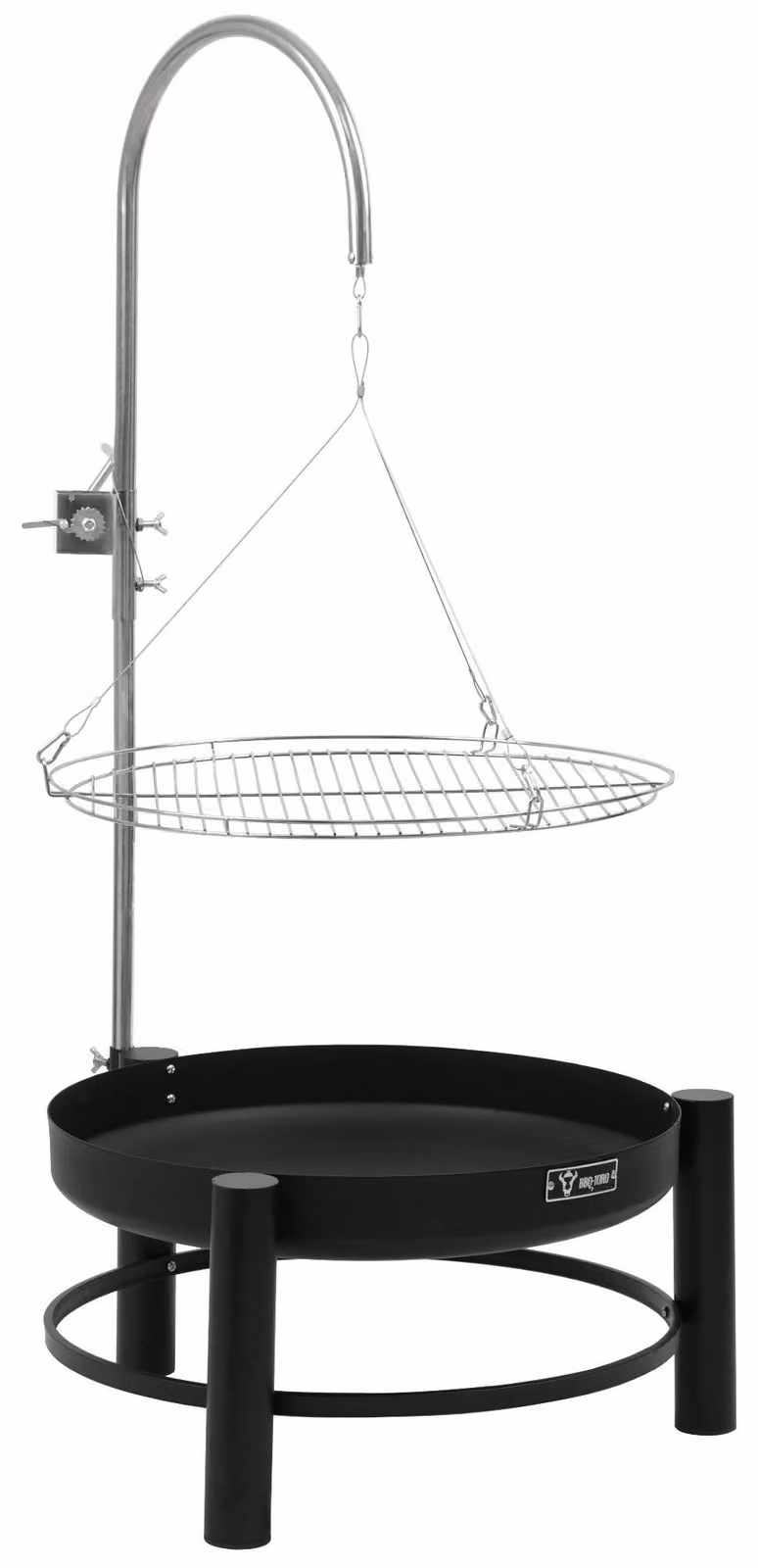 BBQ-Toro, barbecue a braciere girevole con vasca per il fuoco e griglia, diametro 61 cm, nero, barbecue a carbone, focolare