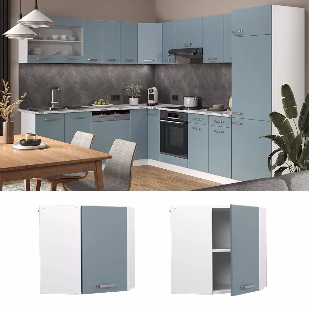 Mobile angolare da cucina R-Line Vicco, finitura opaca Grigio-blu e Bianco, L: 57 cm, H: 60 cm, P: 31 cm – 2