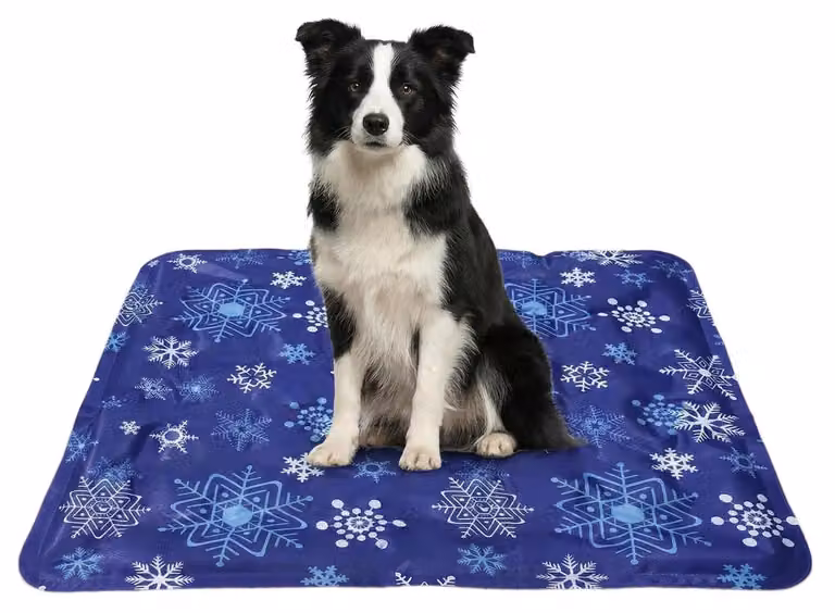 Tappetino refrigerante per cani e gatti, autorigenerante, 60 x 50 cm, motivo a fiocchi di neve, tessuto in taffetà, PVC