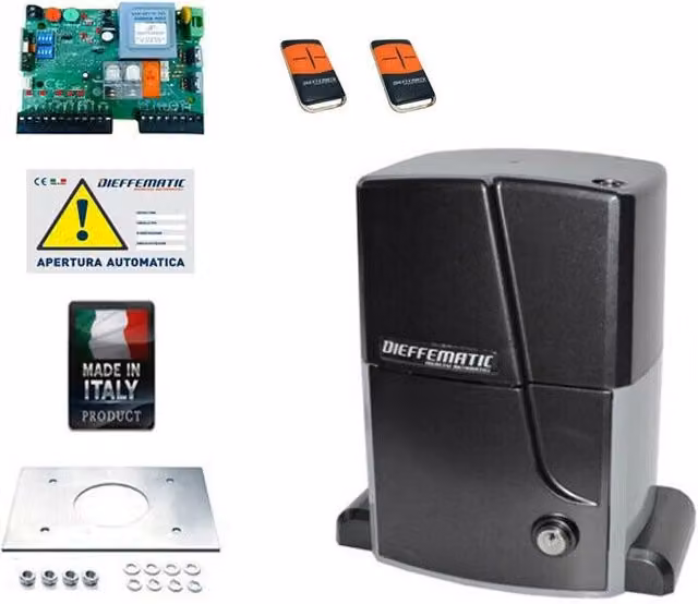AUTOMAZIONE MOTORE CANCELLO SCORREVOLE 2000KG 230V BAGNO D'OLIO + 2 TELECOMANDI
