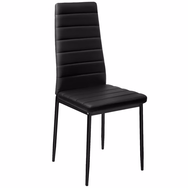 Set di 8 sedie da sala da pranzo moderne TecTake GmbH in pelle sintetica nera con struttura in metallo e plastica