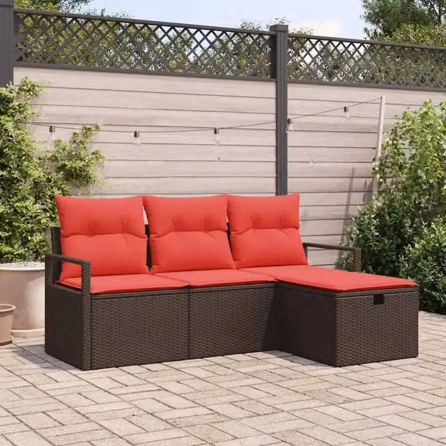Set Divano da Giardino 4 pz Marrone polyrattan 3360485
