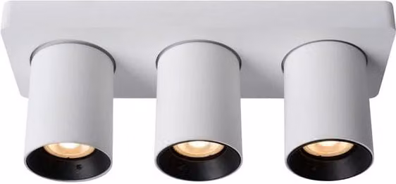 Plafoniera Lucide Nigel bianca in alluminio con 3xGU10, luce calda 2200K, dimmabile