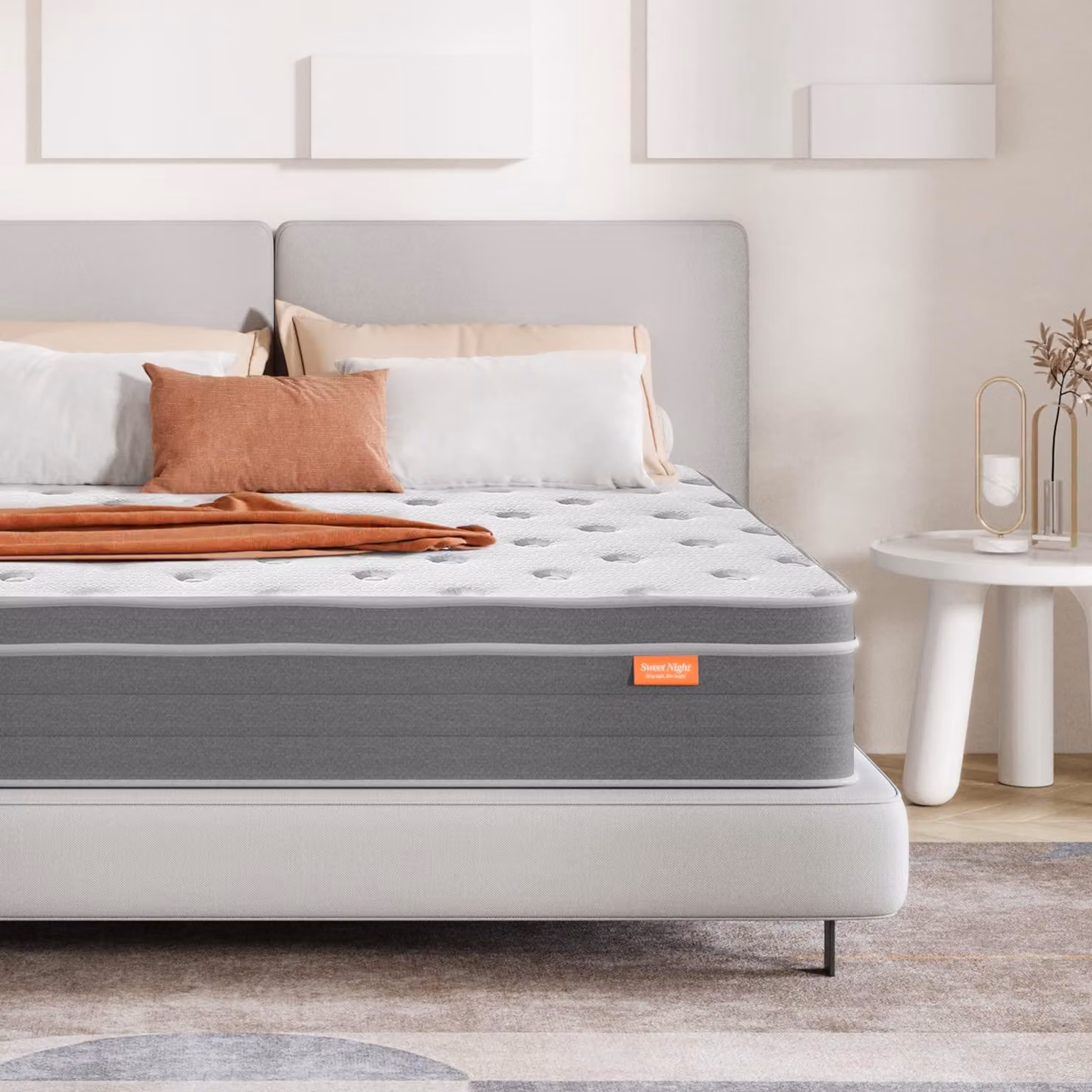 Materasso Sweetnight a molle insacchettate, 90 x 200 cm, con molle insacchettate e strato di comfort in schiuma fredda