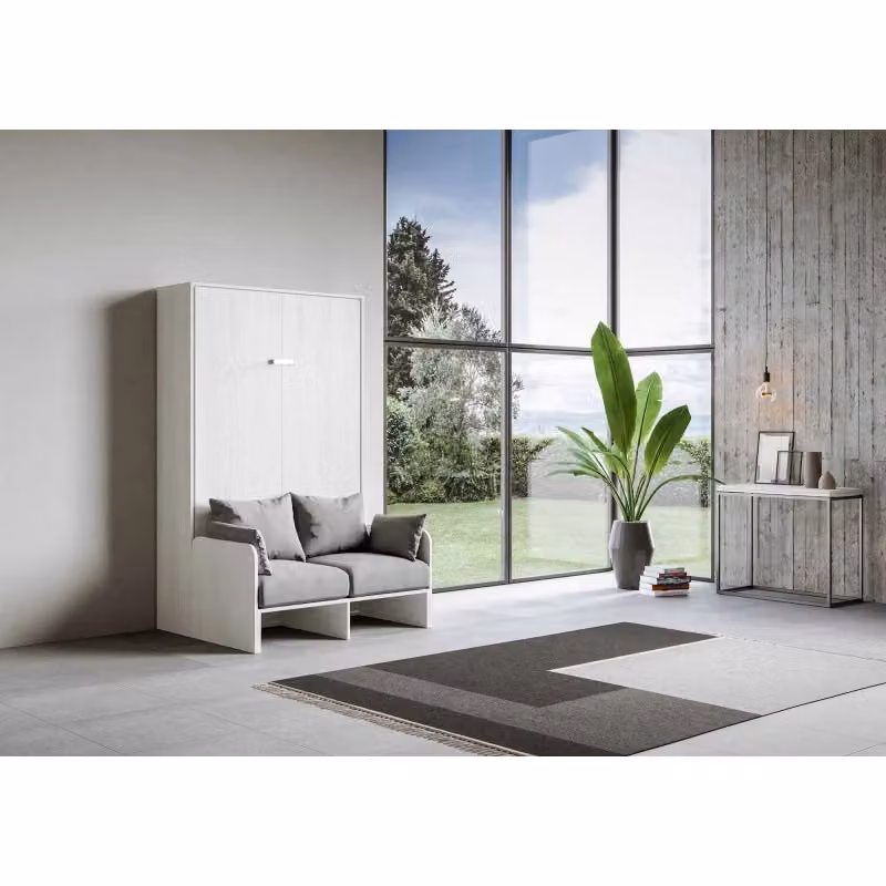 Letto a scomparsa verticale Kentaro Sofà Itamoby Bianco Frassino 140x190 cm – 2