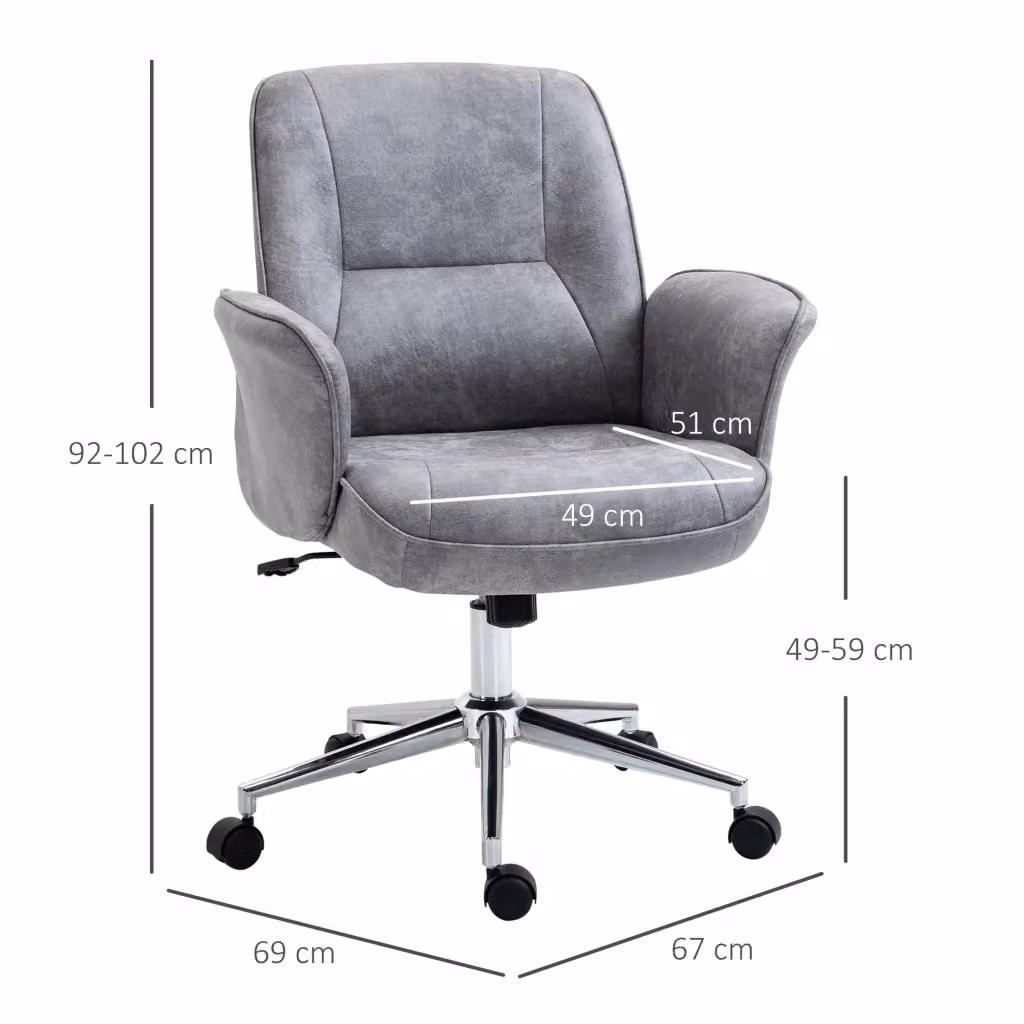 Sedia da ufficio ergonomica WISHDOR moderna in tessuto grigio, regolabile in altezza con braccioli e funzione oscillante, portata massima 120 kg – 2