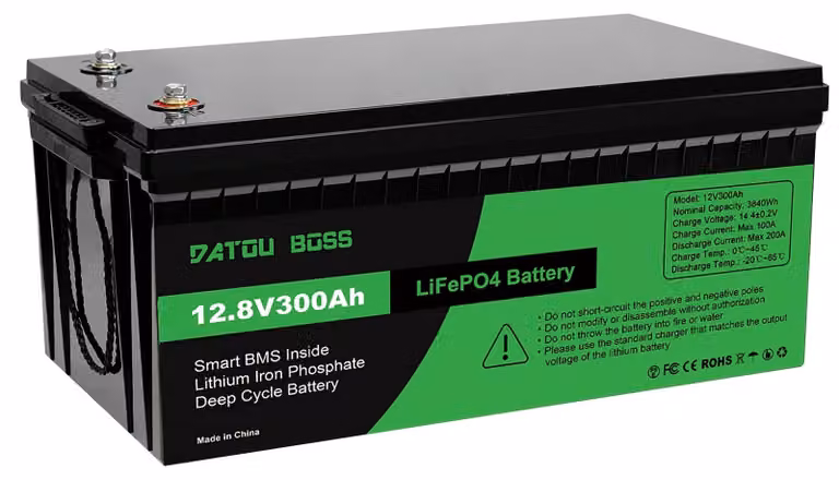 Batteria agli ioni di litio - Batteria al litio - Batteria LiFePO4 - Batteria da 12V - Batteria da 300Ah - Sistema di gestione della batteria (BMS) integrato da 200A