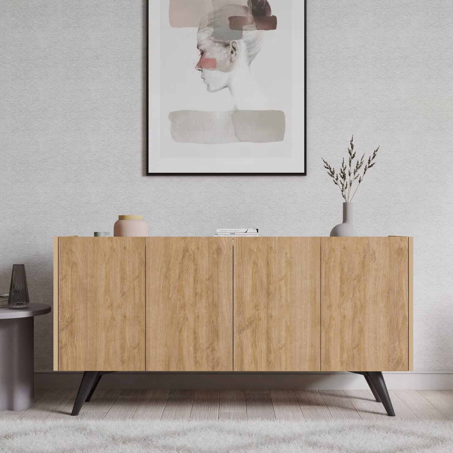 Skye Decor, Pekin- PekinMDD, color rovere, cassettiere, 40x150x76 cm, pannello truciolare rivestito al 100% in melamina