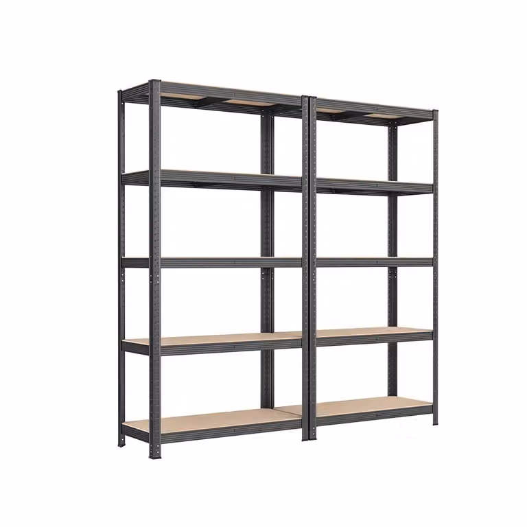 Scaffalatura in Acciaio con Montaggio Rapido, Grigio / Set di 2（5 Ripiani）40 x 90 x 180 cm