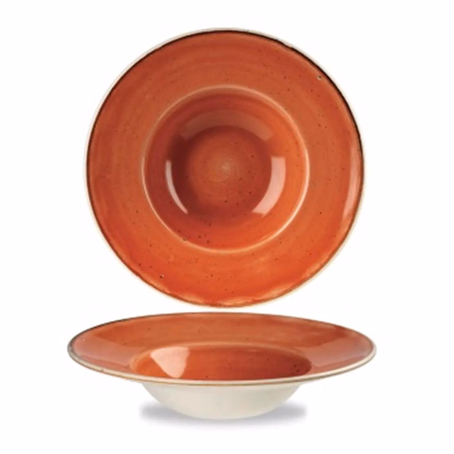Piatto fondo bordato bordato arancio stone, diam. 28cm, 12 pezzi