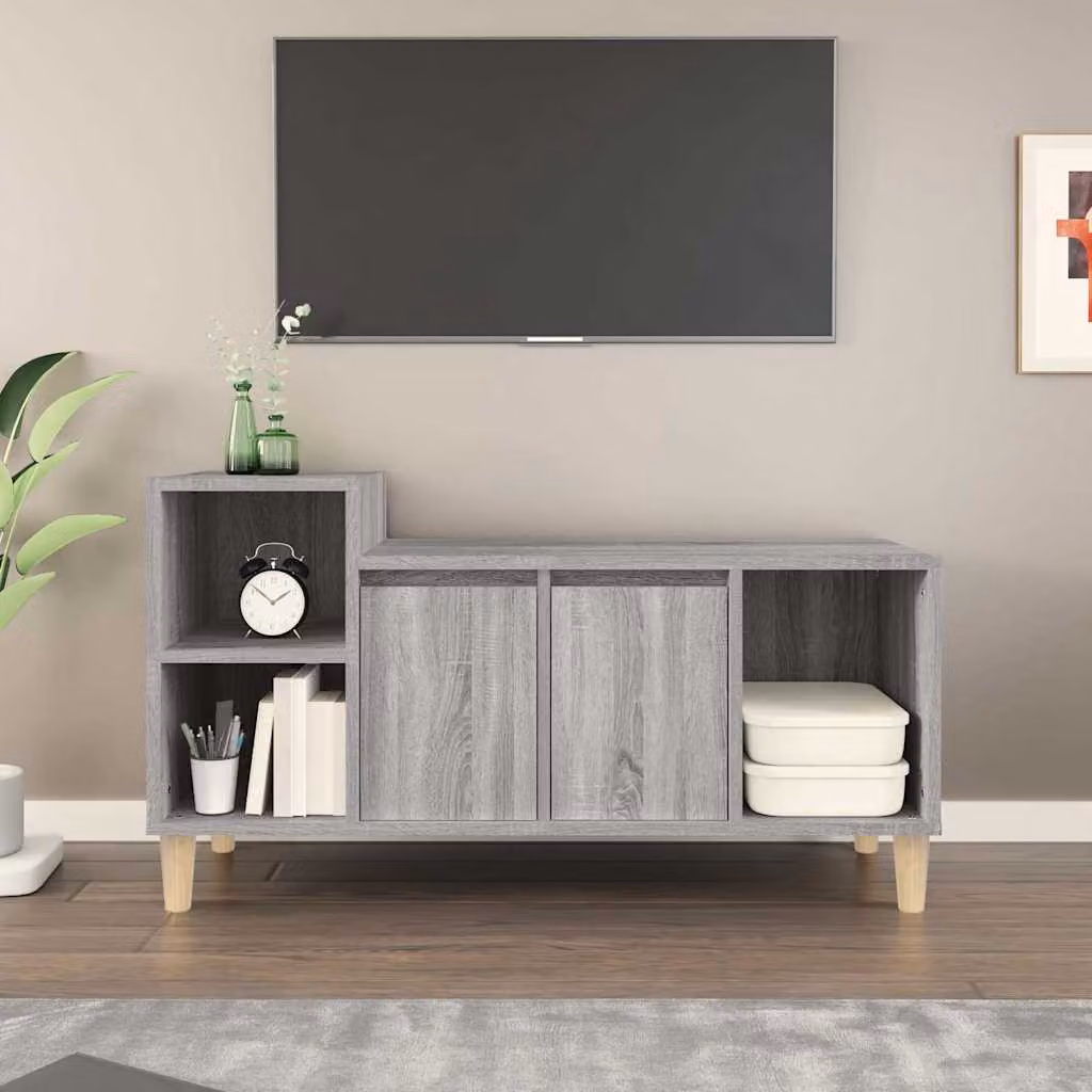 Mobile TV vidaXL in legno multistrato grigio Sonoma stile rustico L: 100 cm, P: 35 cm, H: 55 cm