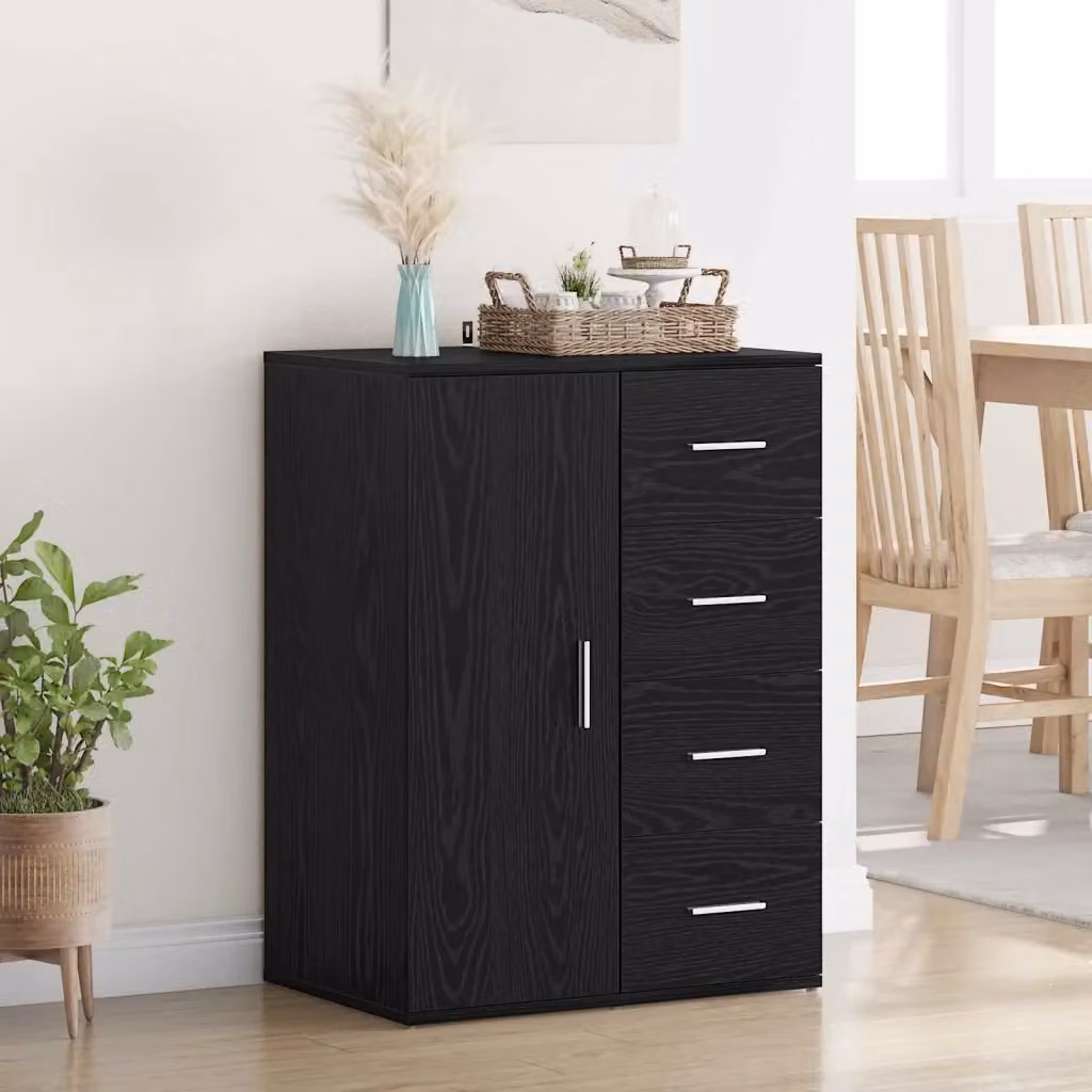 Credenza Buffet da pranzo in legno multistrato Rovere e Nero L 59 cm, P 39 cm, H 80 cm – 2