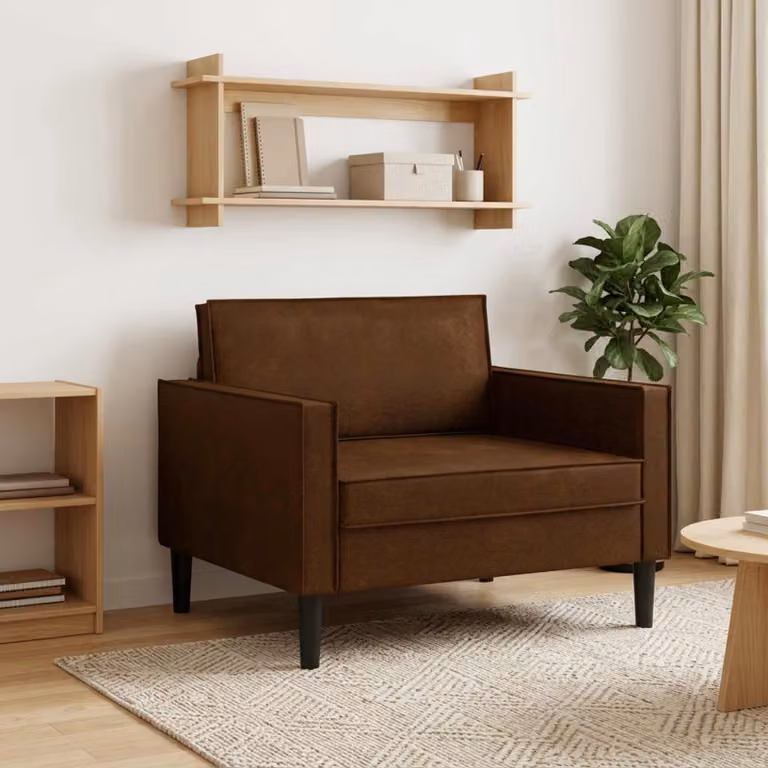 Poltrona lounge moderna vidaXL in pelle sintetica marrone con braccioli