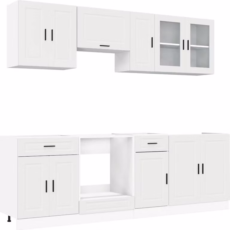 Set Mobili da Cucina 8 pz Porto Bianco Legno Multistrato