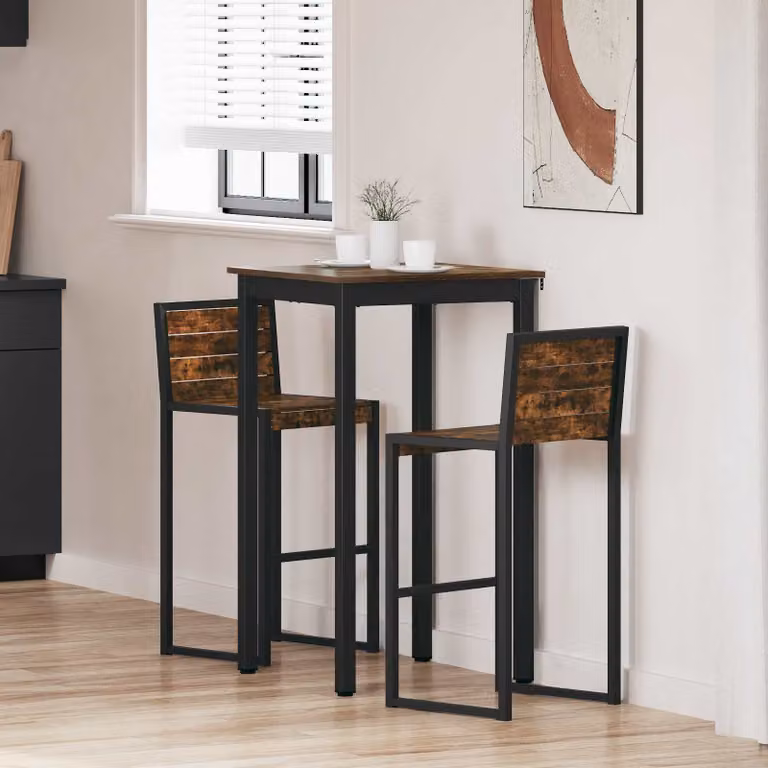 vidaXL Tavolo Bar Quadrato Moderno in Legno Ingegnerizzato e Metallo, L: 60 cm, P: 60 cm, H: 105 cm