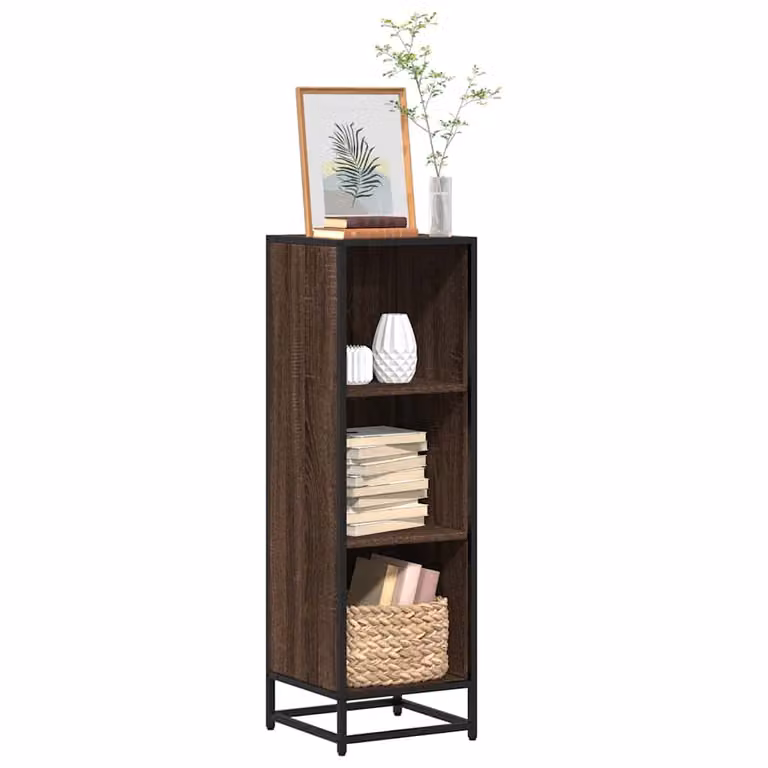 Libreria in stile industriale vidaXL in legno e metallo, colore marrone, L 33,5 cm x P 33,0 cm x H 107,5 cm