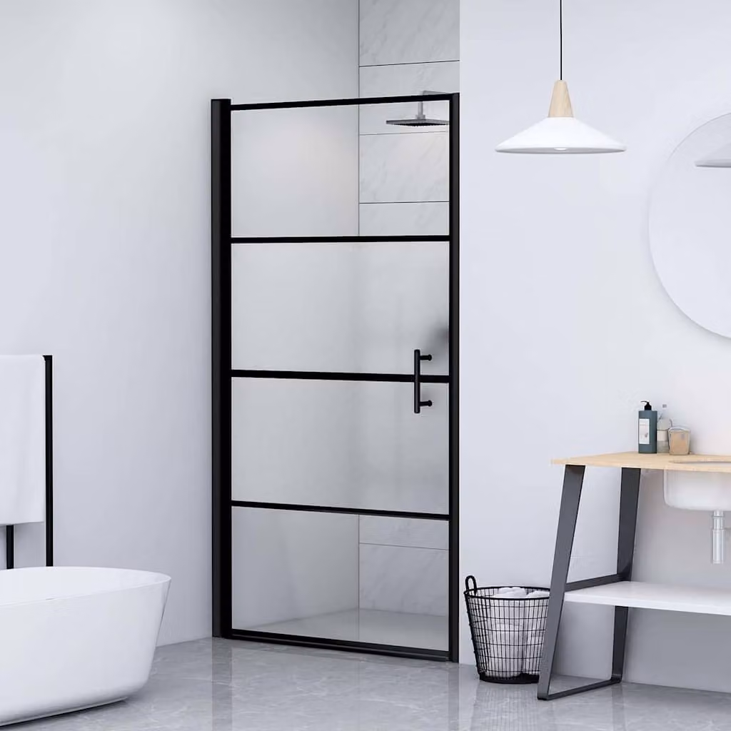Parete Doccia vidaXL in Vetro Temperato Semi Smerigliato Nero L: 100 cm, H: 178 cm – 1