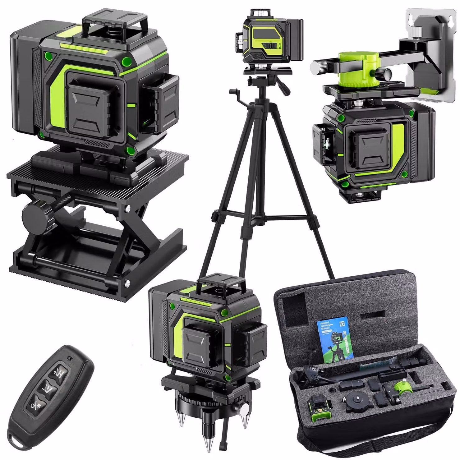 Livella laser a 16 linee, con autolivellamento, portata di 360 gradi su 4 lati, corpo in metallo, laser verde, adatta per interni ed esterni