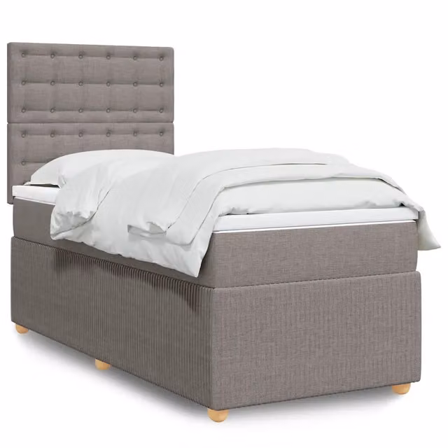 Letto Ibrido Moderno vidaXL con Materasso a Molle e Struttura Imbottita, Colori Beige, Bianco o Grigio, L/P/H: 90 x 200 cm