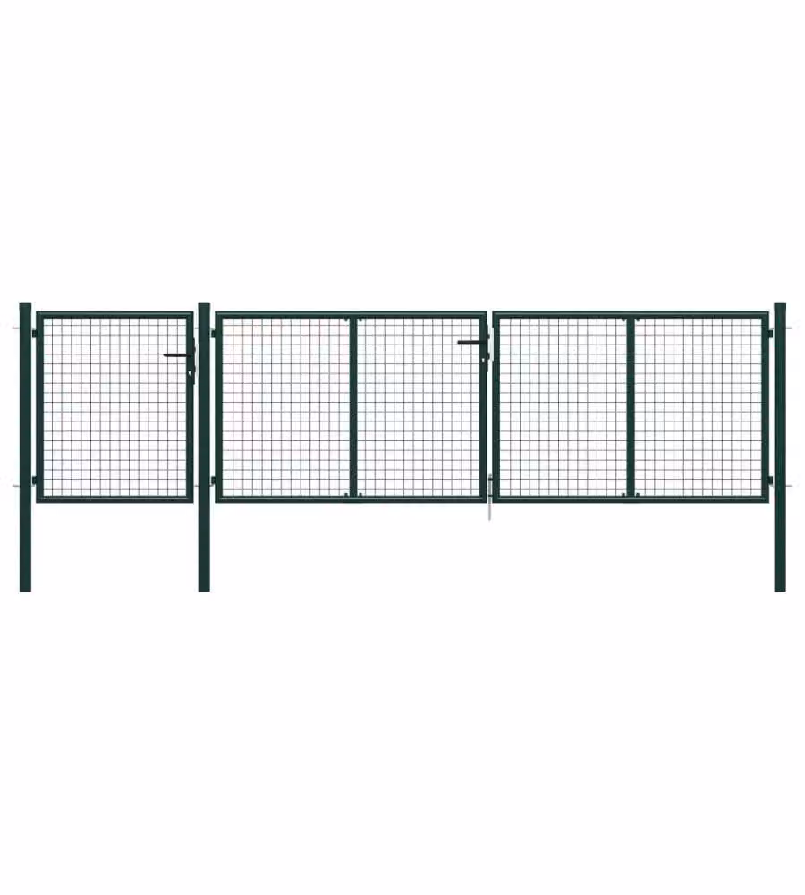 Cancello per Giardino in Acciaio 400x100cm Verde 144311