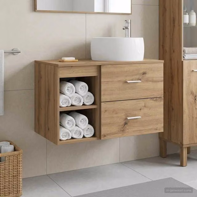 Set di mobili per il bagno 2 pz Rovere Artigianale 3403927
