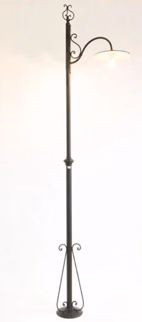 LAMPIONE PIANTANA PIATTO IN FERRO BATTUTO H MAX.280CM LANTERNA PIANTANA LAMPADA